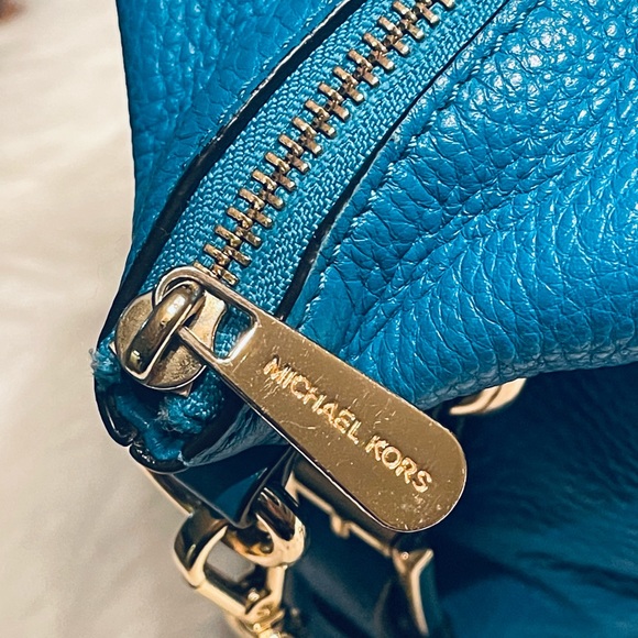 Michael Kors Tristan Blue Pebbled Leather Convertible Satchel - Picture 6 of 15